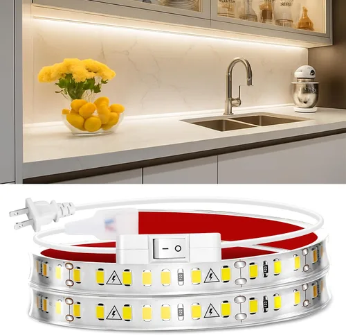 Vista 8 de maylit Tira de Iluminación LED para Debajo del Gabinete con Enchufe de 48 pulgadas, Barra de Luz LED Pequeña Ultra Brillante, 2700K Blanco Cálido