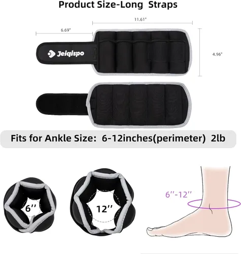 Vista 5 de Pesas ajustables para tobillo 1 par de 4 10 libras con peso extraíble para hombres, mujeres y niños, fuerza pesada para fitness, gimnasio