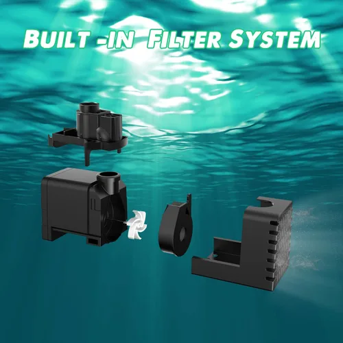 Vista 5 de Jutai Fuente eléctrica flotante de estanque luces LED coloridas, sistema de filtro integrado, bomba de fuente de cascada, cable de alimentación