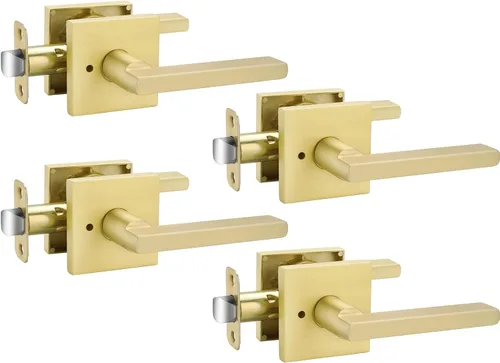 Vista 48 de Goldenwarm Manijas de puerta de oro cepillado para interiores, manijas