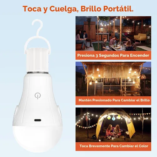 Vista 7 de Neporal MagicGlow - Bombillas recargables con control remoto, funciona con pilas, no necesita tomacorriente, alimentadas por USB, regulables