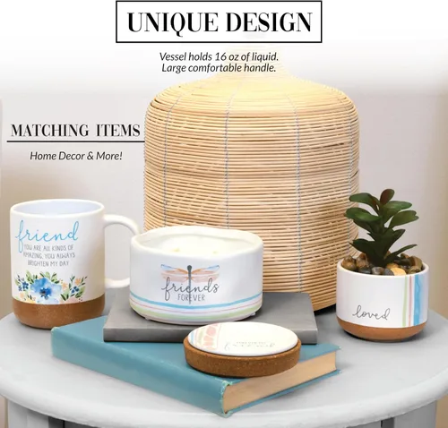 Vista 4 de Pavilion - Taza de café de 16 onzas, 16.0 fl oz, taza de té, a rayas, fondo esmaltado, acuarela, mejor amiga, amiga, mamá, abuela, hermana, hija