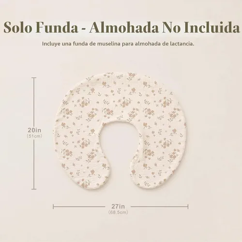 Vista 4 de Konssy Fundas de Almohada de Lactancia de Muselina, 100% Algodón Suaves y Adorables Fundas para Almohadas de Lactancia, Fundas Deslizables