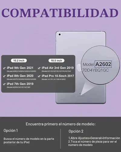 Vista 2 de Funda con teclado para iPad de 9ª generación 2021 de 10.2 pulgadas, teclado inalámbrico recargable desmontable para iPad de 8ª/7ª generación Sin