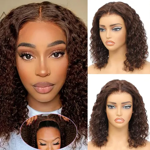 Vista 29 de Pelucas de cabello humano rizado con cierre de encaje HD de 5x5 de onda profunda para mujeres morenas, sin pegamento, pre cortadas, 180%