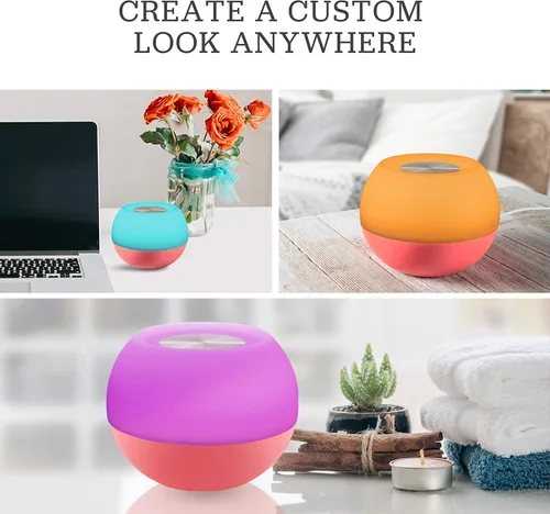 Vista 5 de Enbrighten Lámpara LED que cambia de color, luz nocturna moderna, blanco regulable y RGB vibrante, sensor táctil de encendido/apagado, compacta