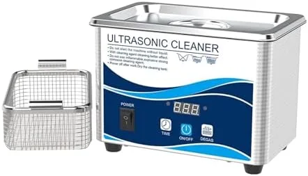 Vista 5 de Limpiador ultrasónico de 27.1 fl oz para joyas, relojes, dentaduras postizas, temporizador digital, 50 W potente, diseño compacto para uso doméstico
