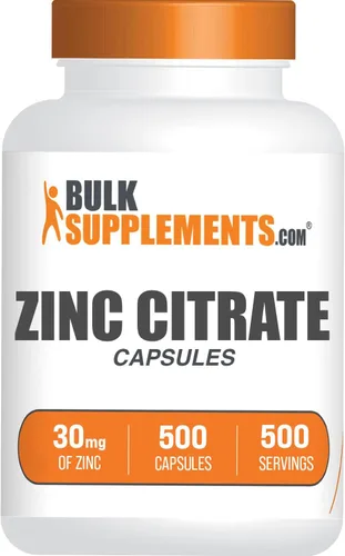 Vista 6 de BulkSupplements. Com Cápsulas de citrato de zinc, suplementos de zinc, sin gluten, 30 mg por porción, 1 cápsula por porción, 240