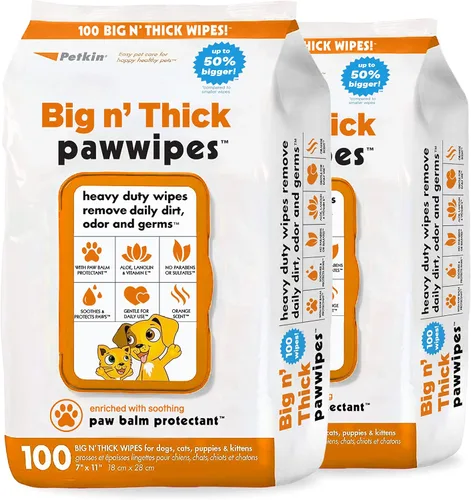 Vista 8 de PETKIN Toallitas Big N Thick PAW Toallitas para perros y gatos