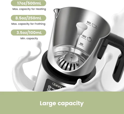 Vista 5 de Gevi Cafetera de capuchino automática de 20 bares, de calentamiento rápido, con espumador de leche espumosa para expreso, latte macchiato, tanque