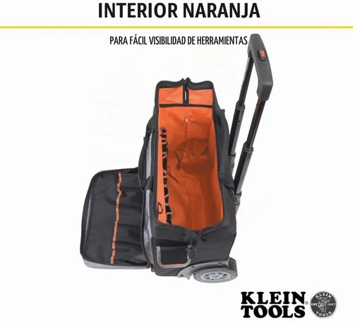Vista 4 de Klein Tools 55452RTB Bolsa de herramientas, resistente al agua, organizador de almacenamiento de herramientas que rueda sobre ruedas resistentes