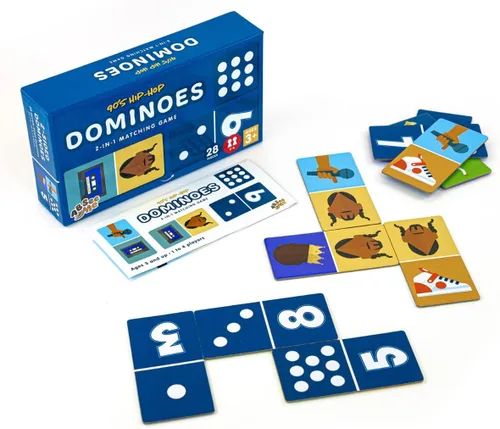Vista 9 de Dominó de hip-hop de los 90 con números - Juego de dominó 2 en 1 - Juegos de dominó a juego para niños de 4 a 8 años Juegos de cultura negra