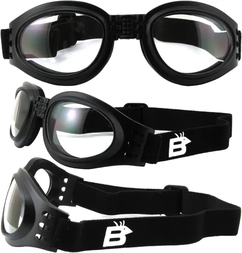 Vista 2 de 2 pares de gafas Birdz Parrot negro plegables acolchadas para motocicleta, lentes transparentes y ahumadas para hombres y mujeres