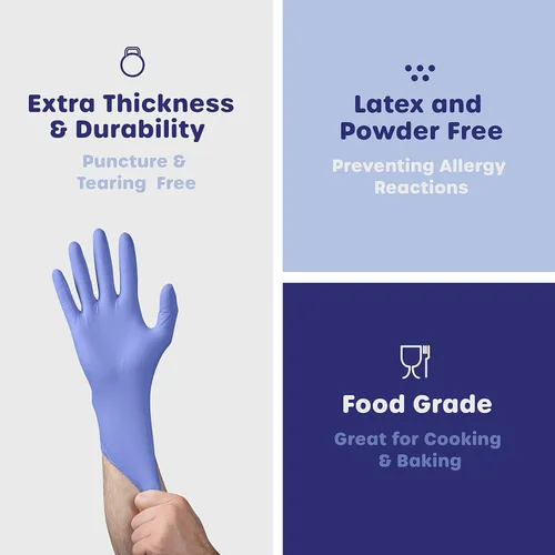Vista 4 de GUSTO Blue Nitrile Gloves, Disposable Gloves – 4 Mil, Latex & Rubber Free, Non-Sterile Powder-Free (Formerly Comfy Package)