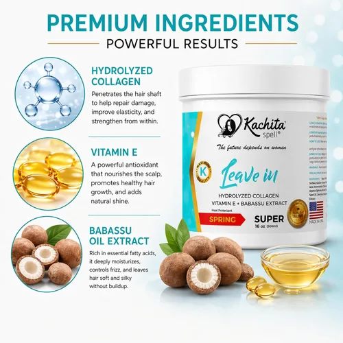 Vista 5 de Kachita Spell Nuevos rizos fabulosos y perfectos sin enjuague con crema de queratina hidrolizada añadidos 16 mechones fabricados en Estados Unidos