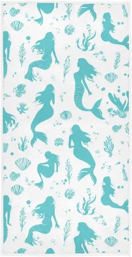 Vista 14 de Wfrish Toallas de mano de playa con conchas marinas, toallas de baño, toallas de baño de agua de mar verde azulado, toallas de baño, toallas