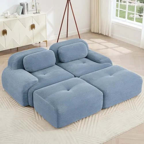 Vista 19 de Juego de sofás seccionales sin hueso de 117 pulgadas para sala de estar, modular en forma de L y sofá de 3 plazas con asiento profundo, almohadas