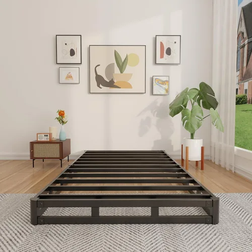 Vista 4 de FMDMR Somier de 4 pulgadas para cama individual - Somier de perfil bajo para cama individual, base de colchón de metal resistente con cubierta