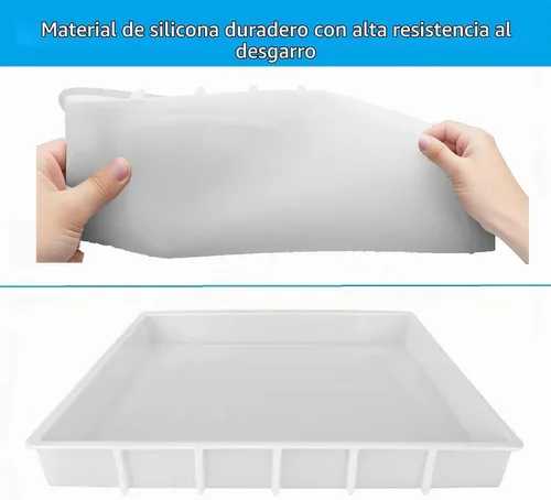 Vista 5 de Moldes de silicona de resina rectangular grande de 16 x 12 pulgadas, molde de silicona de resina epoxi para mesa de café de río, tablas de cortar