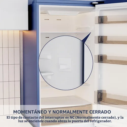 Vista 6 de RVMARINEPAT Interruptor de luz de puerta de refrigerador, 2 pines NC 6A 250 V CA, interruptor momentáneo para nevera con herramienta de barra
