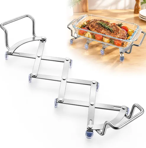 Vista 10 de Salvamanteles expandible con asas, soporte de placa caliente de acero