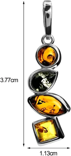 Vista 4 de Multicolor ámbar Plata de ley Collar con Colgante arete Set Cadena 18