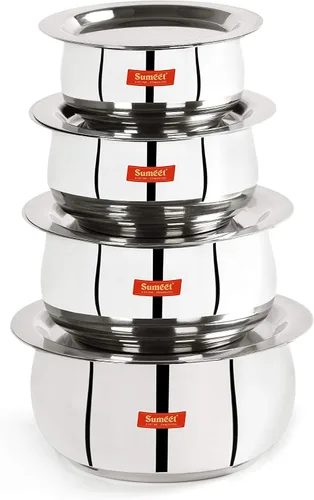 Vista 10 de Sumeet Juego de utensilios de cocina de acero inoxidable con tapa, 1.1, 1.6 L, 2 piezas (acero)
