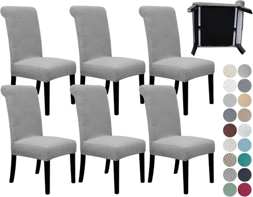 Vista 32 de SPRINGRICO Paquete de 2 fundas para sillas de comedor con cinturón de seguridad, fundas elásticas para sillas Parsons lavables, fundas protectoras