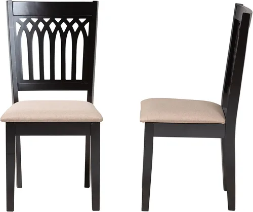 Vista 5 de Baxton Studio Genesis - Juego de 2 sillas de comedor, beige/marrón oscuro