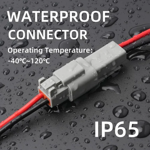 Vista 3 de Conector Deutsch de 14 AWG de 2 pines, conectores impermeables con cable macho y hembra para automóvil, camión, barco, motocicleta, barra de luz LED