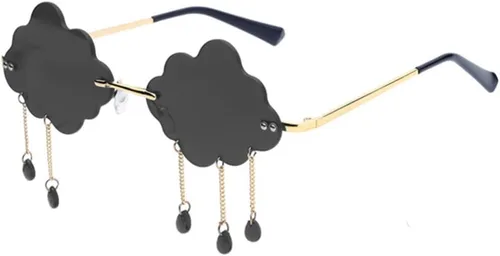 Vista 20 de ENTHYI Cloud Lightning - Lentes de sol para mujeres/hombres, sin marco, para fiesta, sin montura Negro
