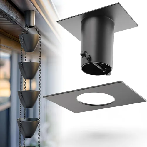 Vista 8 de Rain Chains Direct - Adaptador/Instalador de Canalones de Cadena de Lluvia en Aluminio con Revestimiento de Pintura Electrostática Negra Cobre
