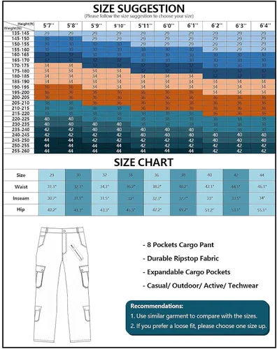 Vista 3 de TRGPSG Men's Wild Cargo Pants, Camo Pants Cotton Casual Work Hiking Pants with 8 Pockets(No Belt)
