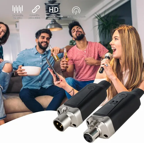 Vista 4 de Transmisor y Receptor de Micrófono Inalámbrico XLR, Sistema de Micrófono Inalámbrico UHF, Adaptador de Micrófono XLR de 16 Canales para Micrófono