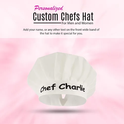 Vista 2 de Sombreros de chef personalizados para hombres y mujeres sombrero de chef personalizado con nombre bordado sombrero de cocina ajustable para adultos