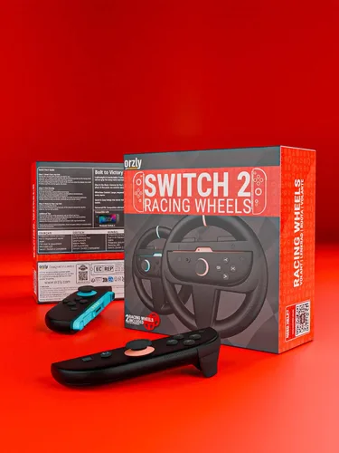 Vista 3 de Orzly Steering Wheels – Compatible with Switch 2 (2025 Console) – Twin Pack Racing Wheel Accessories for Joy-Con Controllers and MarioKart Racing