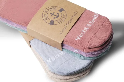 Vista 4 de Yacht & Smith 6 pares de calcetines negros antideslizantes para diabéticos con parte inferior de agarre suelto, calcetines de hospital de agarre