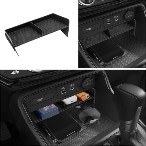 Vista 5 de Organizador de consola central de 3 piezas compatible con accesorios Honda CRV 2023-2026, caja de almacenamiento de cajón oculto del reposabrazos