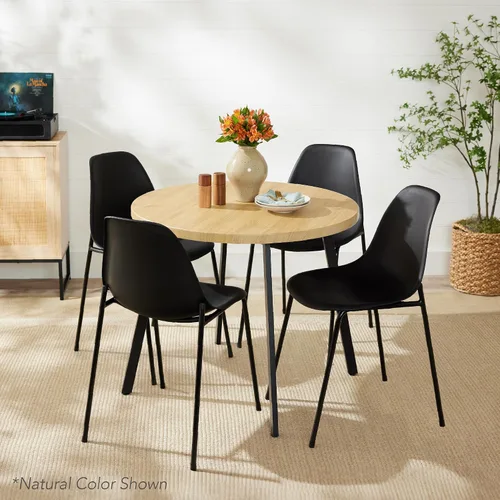 Vista 2 de Best Choice Products Mesa de comedor redonda de mediados de siglo moderna de 35.5 pulgadas, comedor que ahorra espacio para el hogar, cocina, Negro