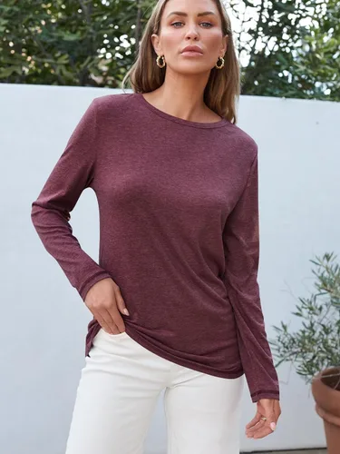 Vista 2 de AUTOMET Camisetas básicas de manga larga con cuello redondo para mujer, camisetas de otoño 2024
