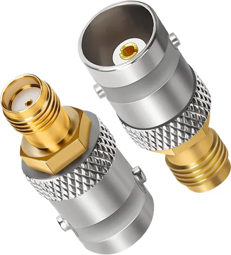 Vista 12 de Adaptador SMA a BNC, 2 unidades, SMA hembra a BNC macho RF coaxial de antena coaxial Conector convertidor de extensión de baja pérdida para BNC