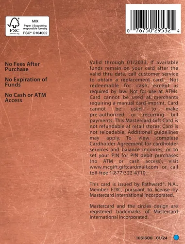 Vista 2 de Tarjeta de regalo Mastercard de $25 (más $3.95 de tarifa de compra)