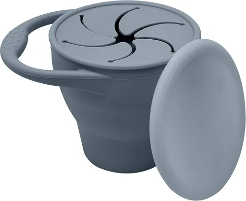 Vista 8 de BraveJusticeKidsCo - Snack Attack Cup - Contenedor de bocadillos de silicona plegable, recipiente para snacks para bebés y niños pequeños