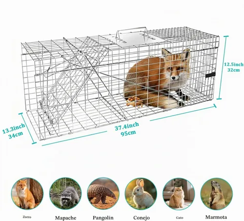 Vista 6 de Trampa de jaula para animales vivos, 37 "x 13" x 14.5" trampa para gatos