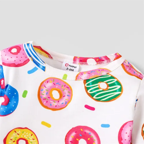 Vista 3 de PATPAT Conjunto de pijama de manga larga con estampado geométrico básico para bebé