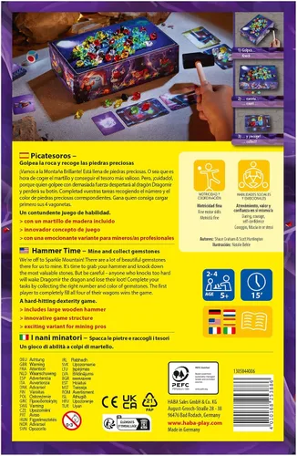 Vista 8 de HABA Hammer Time: A Fun Kids Treasure Hunt - Juego de mesa para fiestas familiares con gemas y estrategia para mayores de 5 años