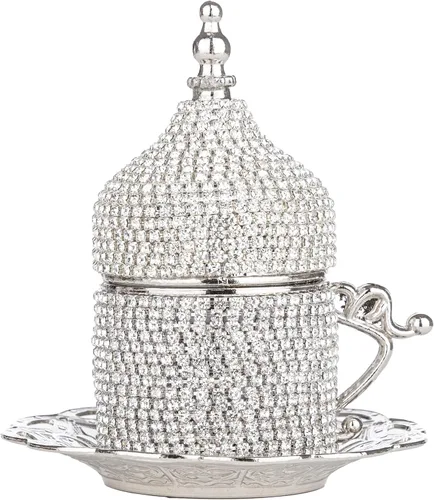 Vista 8 de Juego de tazas de café turco Alisveristime - Auténtica taza de café turco, griega, árabe y expreso con platillo