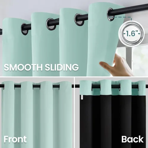 Vista 4 de COSVIYA Cortinas 100% de opacidad para dormitorio con forro negro, bloqueo de luz completa, aislamiento térmico y ojales, tratamiento de ventana
