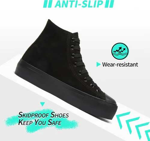 Vista 5 de ALTOCIS Women's Comfortable Platform High Top Sneakers, Casual Mid Top Sneaker for Women, Cute Faux Suede Fashion Sneakers, Classic Lace Up Walking