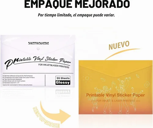 Vista 8 de JANDJPACKAGING Papel adhesivo de vinilo imprimible, blanco mate, 55 hojas